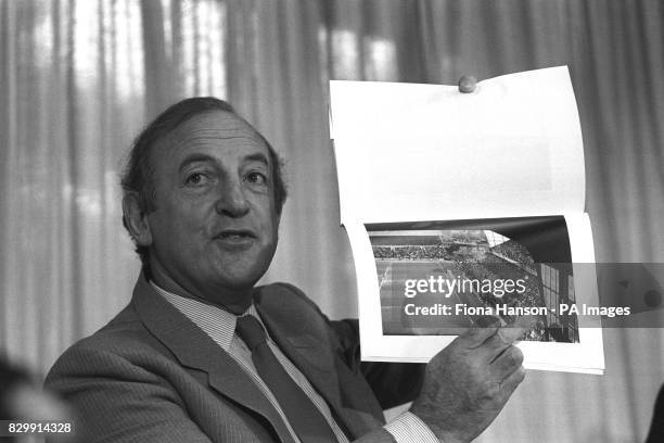 Lord Justice Taylor, head of the judicial inquiry into the Hillsborough stadium disaster, talks about the photograph showing the west terraces at...