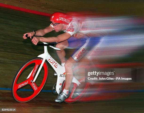 Undated file of World Record Pursuit holder Graeme Obree pictured in training on his 125,000 cycle begins his chase for Gold in the Olympic...