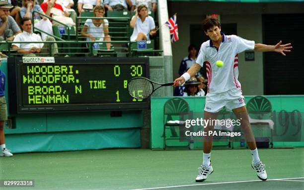 OLYMPIC MENS DOUBLES FINAL: TIM HENMAN AND NEIL BROAD V WOODBRIDGE AND WOODFORD. PICTURE REBECCA NADEN.