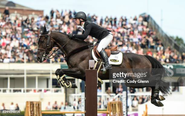 Dublin , Ireland - 10 August 2017; Richard Howley of Ireland competing on Chinook during the Anglesea Serpentine Stakes at the Dublin Horse Show at...