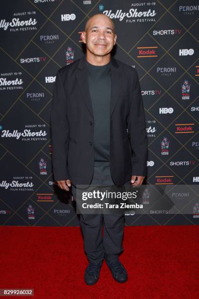 Actor and stuntman Eddie Perez attends the 2017 HollyShorts Film Festival Opening Night Gala at TCL Chinese 6 Theatres on August 10, 2017 in...