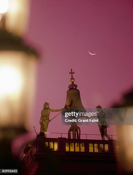 clock tower bell moonrise - violetta bell foto e immagini stock