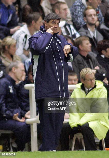 Tottenham Hotspur Manager Juande Ramos gestures during the Carling Cup 3rd round game against Newcastle United at ST James Park in Newcastle,...