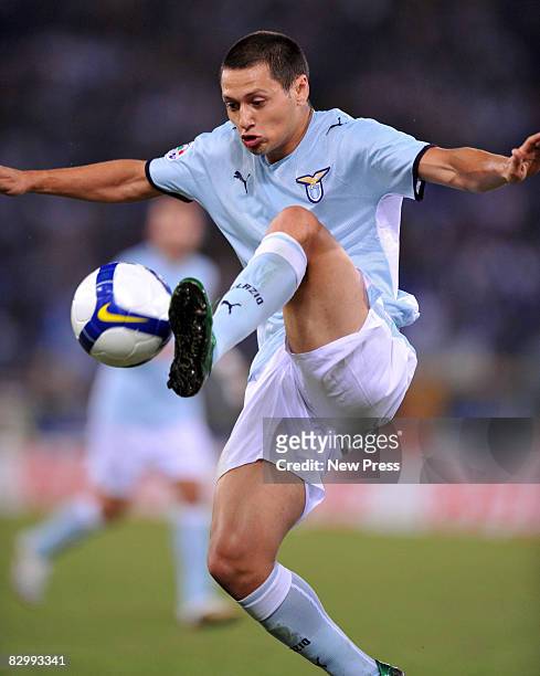 Rome, ITALY Mauro Zarate of Lazio in action during the Serie A match between Lazio and Fiorentina at the Stadio Marazzi on September 24, 2008 in...