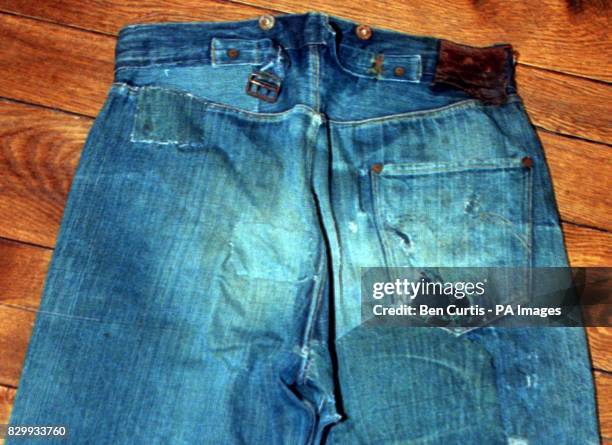 The world's oldest and most valuable known pair of Levi 501 jeans which were unveiled in Britain today at the the Original Levi's Flagship Store on...