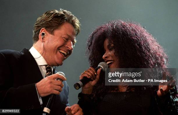 Robert Palmer and Chaka Khan sing together at the Songs and Visions concert at Wembley Stadium. 26/09/03: It has been announced by his management,...