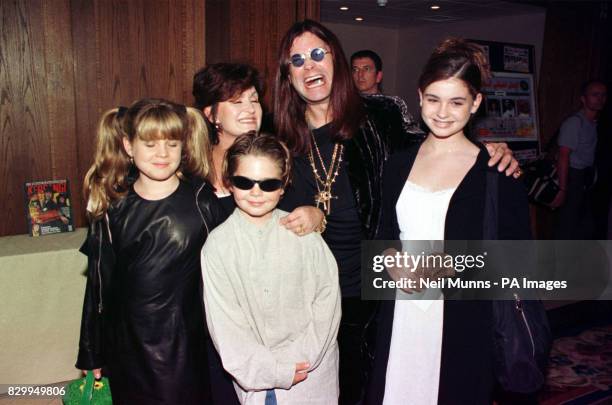 Ozzy Osbourne, wife Sharon and children Kelly, Jack and Aimee at the Kerrang Awards 1997 in London.