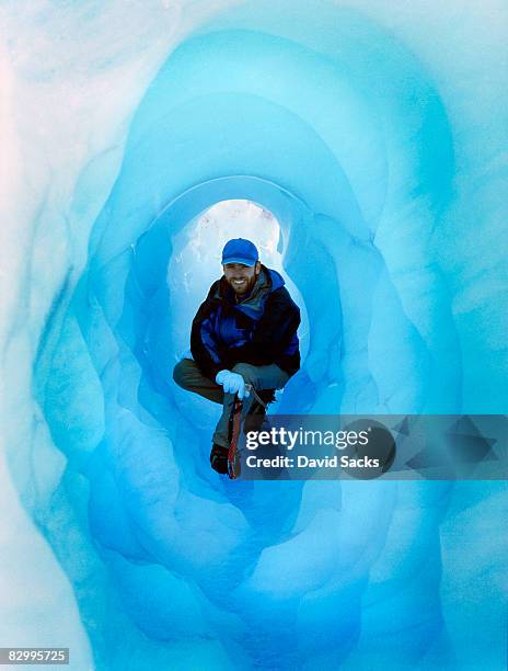 man in glacier in argentina - frozen beard stock pictures, royalty-free photos & images