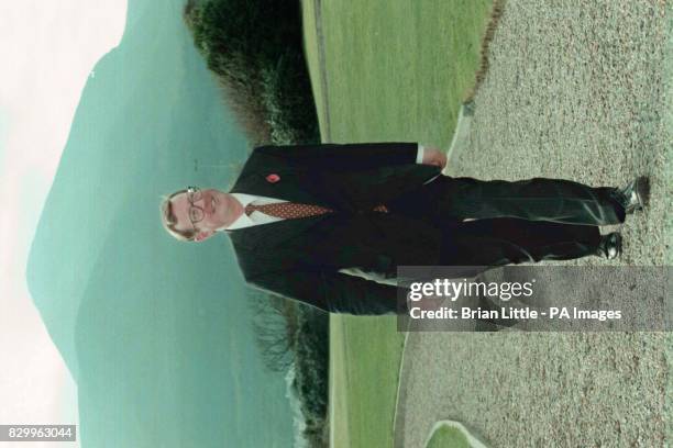 Ulster Unionist leader, David Trimble in the grounds of the Co Down hotel with the picturesque Mourne Mountains in the background, were his party...