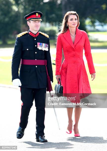 Queen Rania of Jordan attends the Sovereign's Parade at the Royal Military Academy Sandhurst on August 11, 2017 in Camberley, England.