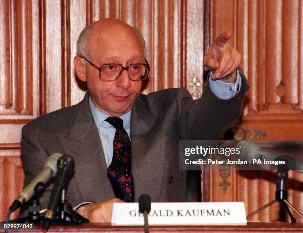 Gerald Kaufman, Chairman of the Select Committee at a news conference, today following the publication of his report condemning the increasing Royal...