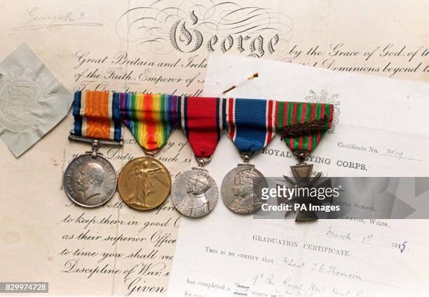 Captain Tilden Thomson's campaign medals including the 'Croix de Guerre with palm' . The Captain may solve an 80-year-mystery surrounding the death...