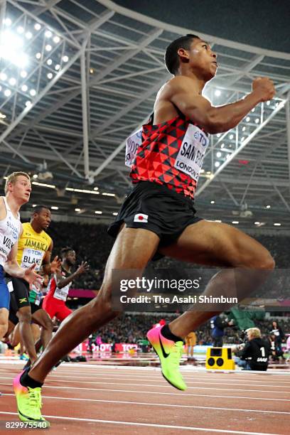 Abdul Hakim Sani Brown of Japan competes in the Men's 200 metres semi finals during day six of the 16th IAAF World Athletics Championships London...