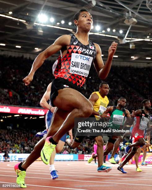 Abdul Hakim Sani Brown of Japan competes in the Men's 200 metres semi finals during day six of the 16th IAAF World Athletics Championships London...