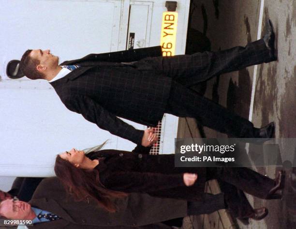 Wimbledon and Wales soccer star Vinnie Jones leaving St Albans Magistrates Court with his wife Tanya, where he is charged with assault and criminal...