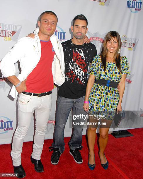 Models Andre Birleanu and Jeff Pickel and guest arrive at the Fox Reality Channel's "Really Awards" held at Avalon Hollywood on September 24, 2008 in...