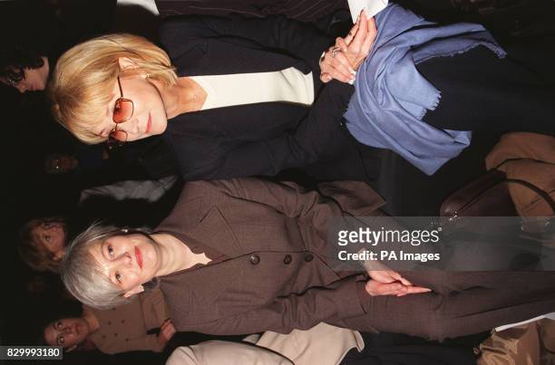Actress Felicity Kendal and Lindsey Booth, sister of Cherie Blair, at designer Ronit Zilkha's show, on the second day of London Fashion Week today ....