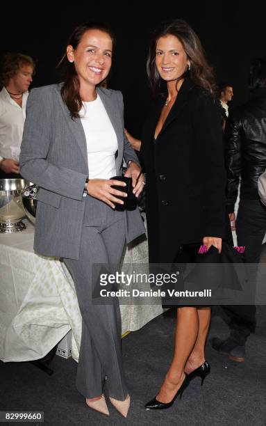 Ilaria Tronchetti Provera and Veronica Berti attends the Roberto Cavalli fashion show at Milan Fashion Week Spring/Summer 2009 on September 24, 2008...