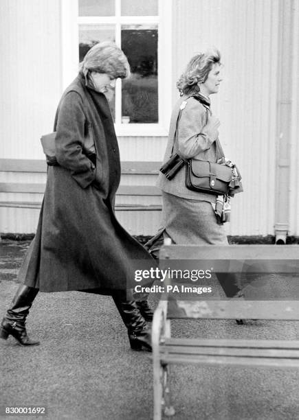 CAMILLA PARKER-BOWLES AND DIANA SPENCER AT LUDLOW RACECOURSE TO WATCH THE HORSE THE IRISH GELDING ALLIBAR WHICH PRINCE CHARLES WAS RIDING IN THE...