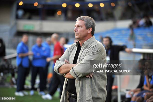 Montpellier's coach Rolland Courbis attends the French League Cup football match Montpellier vs. Lille at Mosson stadium on September 24, 2008 in...