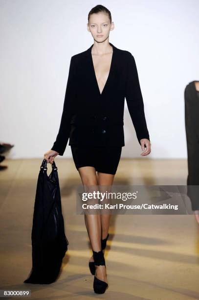 Model walks the runway during the Jill Sander show part of Milan Fashion Week Spring/Summer 2009 on September 23,2008 in Milan,Italy.