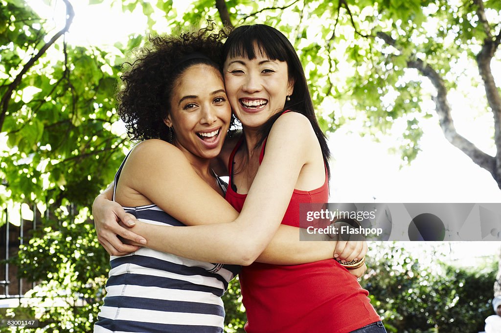 Two women embracing