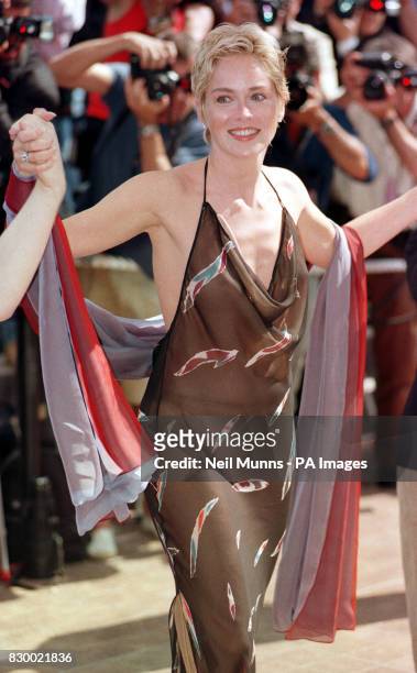 Sharon Stone arrives for the premiere of her new film, The Mighty, at the Palais des Festivals in Cannes, France, during the 51st Cannes Film...