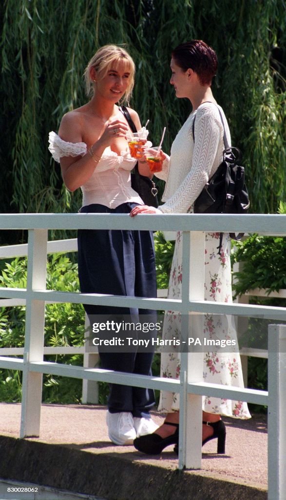 Nikki Kerr Nikki Kerr-Moller and Helen Brown, enjoy a glass of Pimms in the warm ...