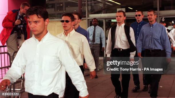 Four of the five murder suspects Luke Knight , Jamie Acourt, David Norris ,and Gary Dobson as they leave the Stephen Lawrence Murder Inquiry held at...