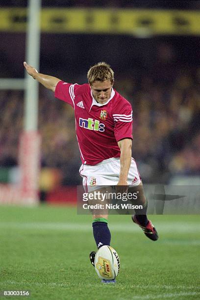 British and Irish Lions rugby player Jonny Wilkinson takes a kick in a match against Australia at the Colonial Stadium , Melbourne, Australia, 7th...