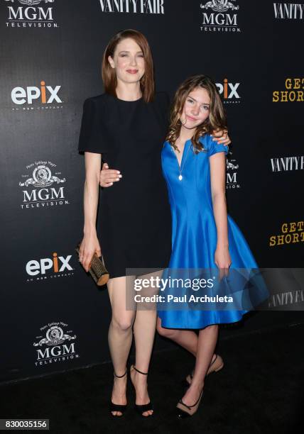 Actors Lucy Walters and Carolyn Dodd attend the premiere of EPIX original series "Get Shorty" at Pacfic Design Center on August 10, 2017 in West...