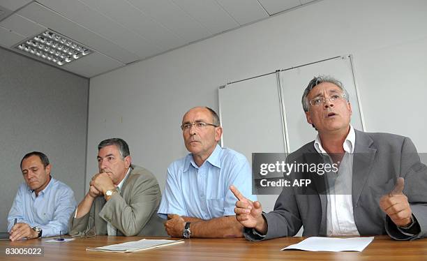 Leandro Martin Puertas and Joaquim Arias Gallego, members of a Spanish union at the French car maker Renault group, Emmanuel Couvreur, French CFDT...