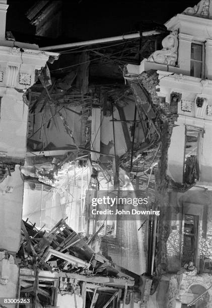 The Grand Hotel in Brighton, after a bomb attack by the IRA, 12th October 1984. British Prime Minister Margaret Thatcher and many other politicians...