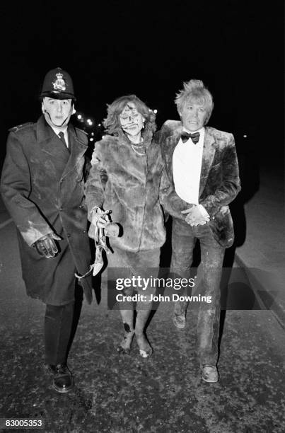 Injured guests leave the Grand Hotel in Brighton, after a bomb attack by the IRA, 12th October 1984. British Prime Minister Margaret Thatcher and...