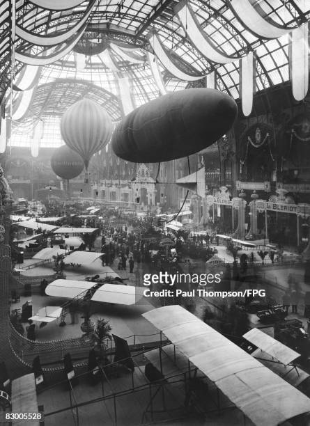 The Paris Air Show (Salon International de l'Aeronautique et de l'Espace', held at the Grand Palais in Paris, circa 1909.
