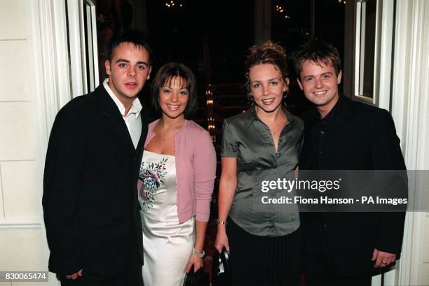 ANT AND DEC, WITH THEIR GIRLFRIENDS LISA ARMSTRONG AND CLARE BUCKFIELD AT THE TV QUICK AWARDS AT THE GROSVENOR HOUSE HOTEL IN LONDON.