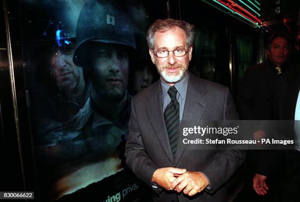 Steven Spielberg at the UK premiere of his film "Saving Private Ryan" at the Empire in London's Leicester square. 8/2/00: Hollywood director Steven...