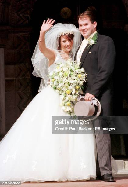 Newly-weds Denise Bulger and Stuart Fergus at St Chad's Church, Kirkby, Liverpool. Denise met Stuart two years ago after her marriage to her husband...