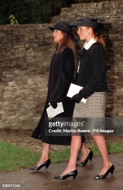 Library file, dated 5/10/90. The Duchess of York and her mother Susan Barrantes, attend a memorial service for Mrs Barrantes second husband,...
