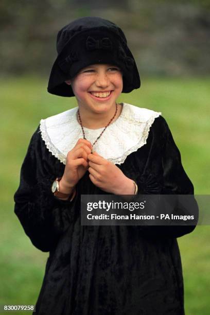 Josie Russell smiling after the memorial service in Nantlle, north Wales, for her murdered mother Linn and six-year-old sister Megan Russell, who...