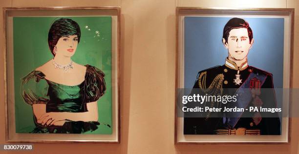 Andy Warhol portraits of Diana, Princess of Wales and the Prince of Wales unveiled today as part of Lord Archer's Warhol collection, now thought to...