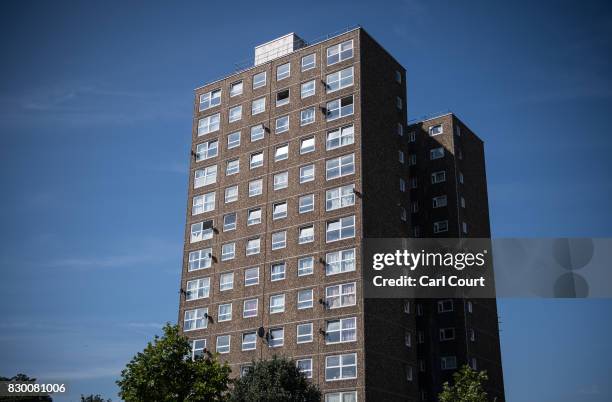 General view of a tower block on the Ledbury Estate on August 11, 2017 in London, England. Hundreds of residents of the estate are to be evacuated...