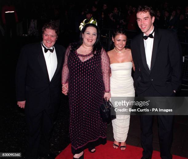 News 27/10/98 Emmerdale actors l/r Dominic Brunt, Lisa Riley, Adele Silva and Mark Charnock arrive at the Royal Albert Hall in London for the...