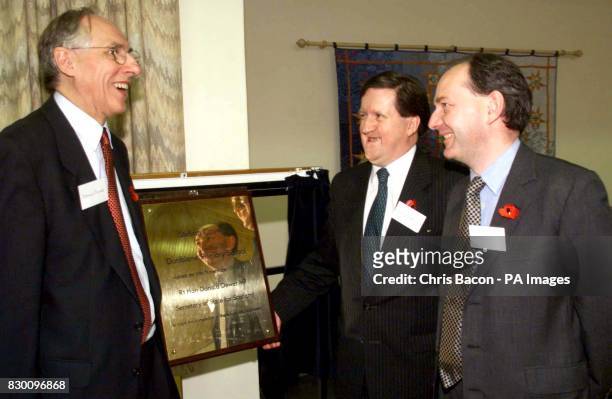 Scottish Secretary Donald Dewar with Defence Secretary George Robertson, and former Scottish Secretary Sir Michael Forsyth, touring Dunblane Primary...