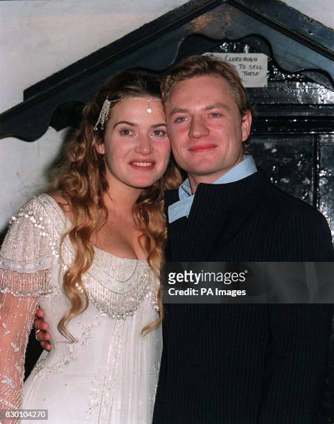 Actress Kate Winslet and new husband Jim Threapleton at their wedding reception in the Crooked Billet pub in Stoke Row, Oxfordshire.