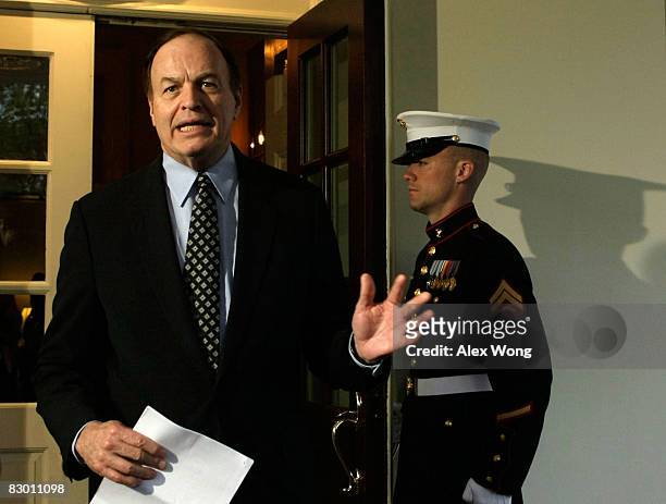 Sen. Richard Shelby speaks to the media after a meeting between President George W. Bush and bicameral and bipartisan members of the Congress...