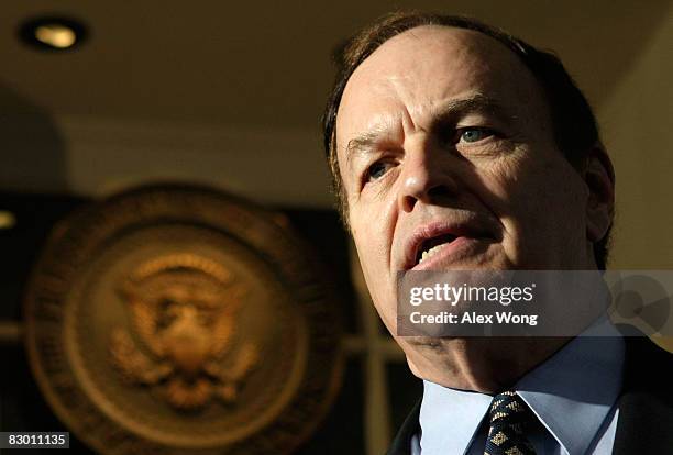 Sen. Richard Shelby speaks to the media after a meeting between President George W. Bush and bicameral and bipartisan members of the Congress...