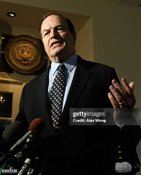 Sen. Richard Shelby speaks to the media after a meeting between President George W. Bush and bicameral and bipartisan members of the Congress...