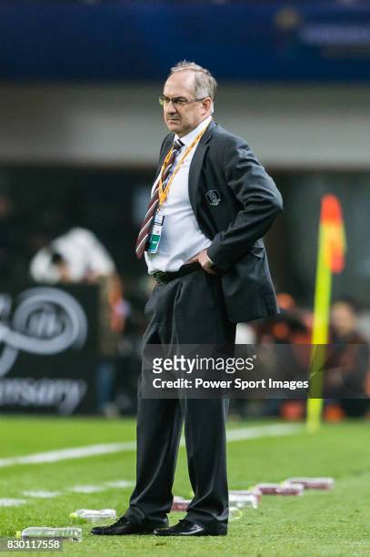 Coach Uli Stielike of Korea Republic reacts during their 2018 FIFA World Cup Russia Final Qualification Round Group A match between China PR and...