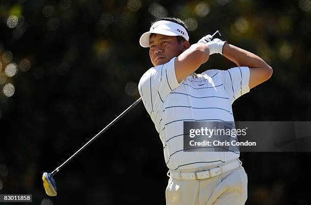 Choi of Korea tees off on the fifth hole during the first round of THE TOUR Championship presented by Coca-Cola, the final event of the PGA TOUR...